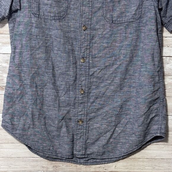 Duluth Trading Co Shirt Mens Medium Relaxed Fit Blue Button Down Short Sleeve - Picture 4 of 9